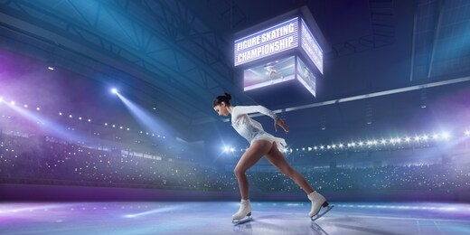 figure skating girl in ice arena.