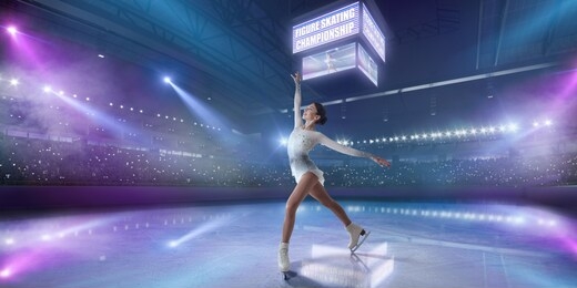 figure skating girl in ice arena.