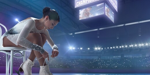 figure skating girl in ice arena.