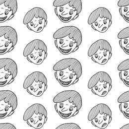 teen boy seamless pattern vector background, fabric fashion design, face man cartoon