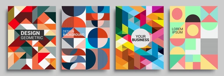 modern geometric abstract background covers set. cool gradient shapes composition, vector covers design.