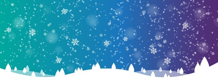 winter landscape with snow, snowflakes and trees on hills. christmas colorful background. vector illustration