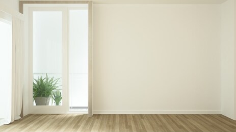 empty room and white wall space for add artwork. empty room with white background. 3d illustration 
