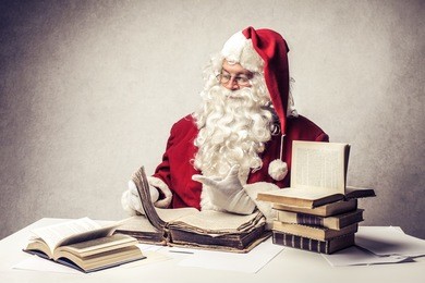 santa claus reads old books
