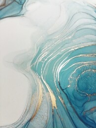 luxury abstract fluid art painting background alcohol ink technique turquoise and gold