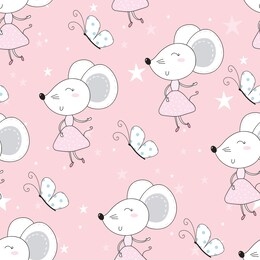 cute hand drawn doodle mouse seamless pattern