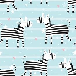 cartoon zebra seamless pattern.vector print for baby shower.