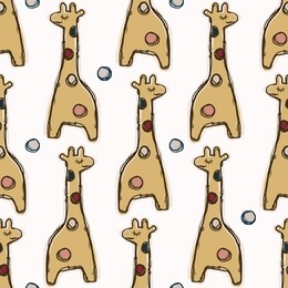 adorable cartoon giraffe seamless vector pattern. hand drawn kawaii safari animal background illustration. kid doodle in flat color for baby, nursery & child cute wallpaper, textile home decor. eps 10
