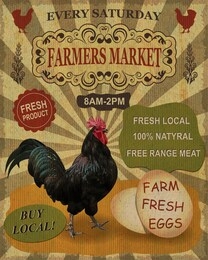 farmers market vintage poster.farm fresh eggs template. 