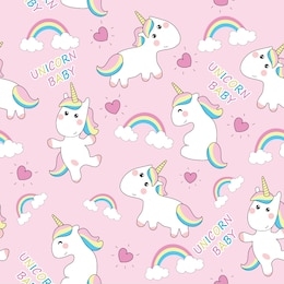 seamless pattern with cute baby edenorog.the colors are delicate and pastel.vector illustration.