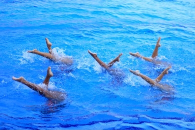 training and discipline are the key to  success of beautiful swimmers. a few months before competition they will train five times a week regardless of hot or rainy weather