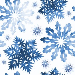 snowflakes with a watercolor texture. celebratory background can be used for graphic designs christmas, invitations and greeting cards, photo frames, posters, winter holidays. seamless pattern.