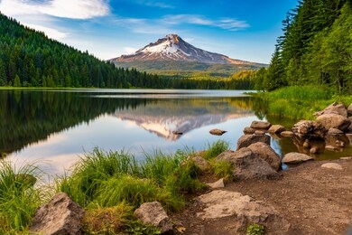beautiful trillium lake in oregon