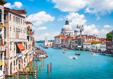 canal grande with basilica di santa maria della salute in venice, italy
