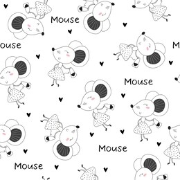cute hand drawn doodle mouse seamless pattern