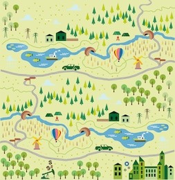 cartoon map seamless pattern