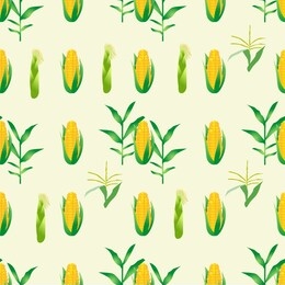 cute seamless pattern with cartoon emoji corn