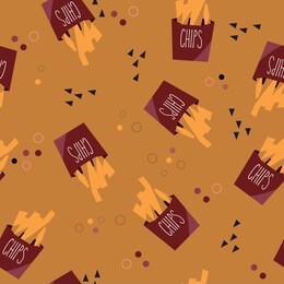 fast food pattern. editable vector. repeat potato chips to decorate. fun design.