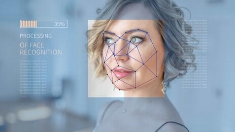 biometric verification of a modern young woman. the concept of a new technology of face recognition on polygonal grid is constructed in the points.