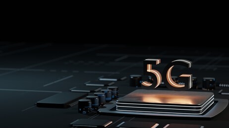3d rendering of computer microchip processor with 5g built-in support ready for next generation communication network. fast data transfer and transmission bandwidth rate. for telecom, mobile operator