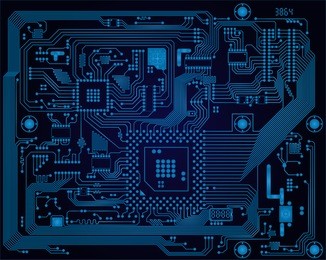 hi-tech dark blue industrial electronic circuit board vector abstract background