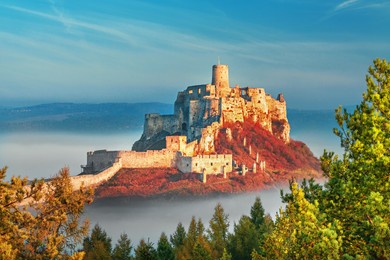 spis castle sunrise view, unesco heritage in slovakia