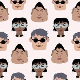 faces wearing sunglasses repeat seamless pattern design