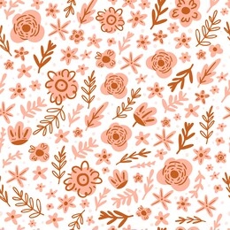 floral seamless pattern vector design. pink vintage hand drawn style ornament, abstract ornament