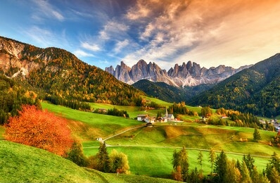 beautiful landscape of italian dolomites - santa maddalena