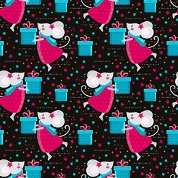 seamless pattern cute cartoon mouse in vector. kawaii mouse holds a gift. happy rat gives a gift. chinese symbol 2020. funny holiday animals. christmas and new year background. children's illustration