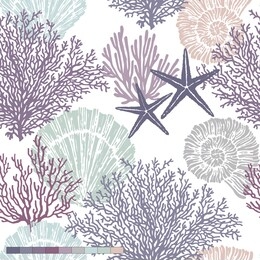 marine vector hand drawn pattern with sea shells, stars, mollusk and coral. perfect for textiles, wallpaper and prints.