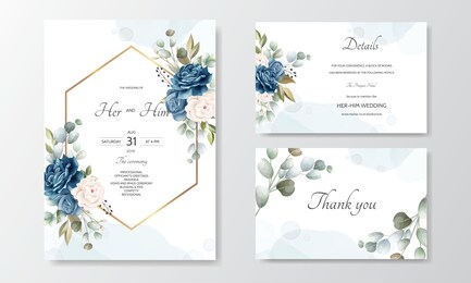 hand drawn floral wedding invitation card