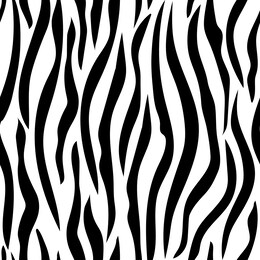 zebra skin, stripes pattern. animal print, black and white detailed and realistic texture. monochrome seamless background. vector illustration 