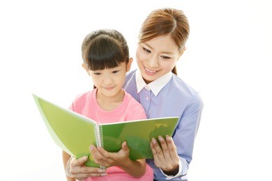 smiling girl with teacher