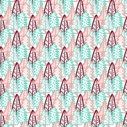 doodle christmas trees seamless pattern. hand drawn simple new year background. winter forest textile and wrapping paper design. vector sketch illustration.