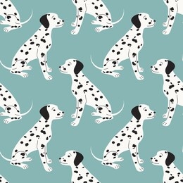 dalmatian. blue background. seamless pattern.