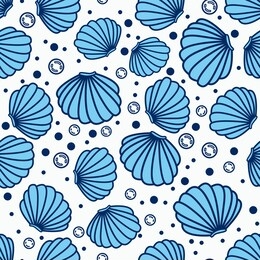 sea shell pattern design, with white and bubble background, can be used for fabrics, textiles, wrapping paper, tablecloths, curtain fabrics, clothing etc.