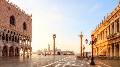 worlds most beautiful square piazza san marco. picture of the amazing historical square of san marco in the lagoon city of stone venice in italy