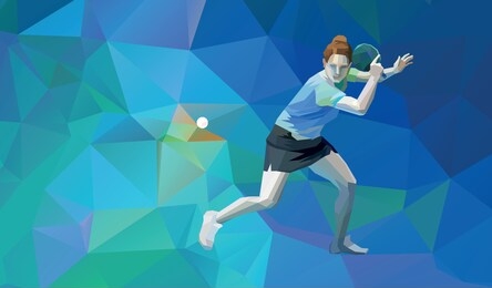 table tennis player triangle polygonal low poly vector illustration