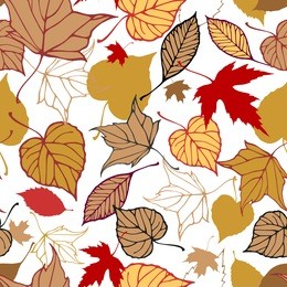 vector seamless pattern with autumn leaves 