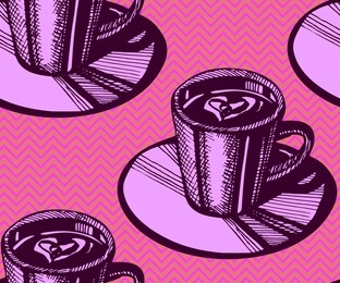 seamless pattern with a cup of coffee. hand drawing decorative background. vector pattern. print for textile, cloth, wallpaper, scrapbooking