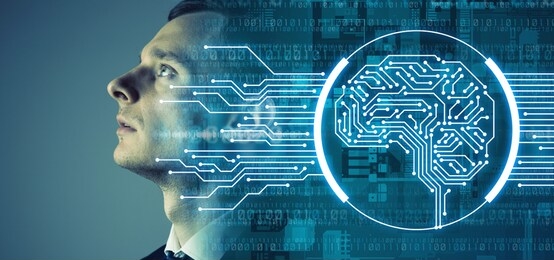 ai (artificial intelligence) concept. communication network.