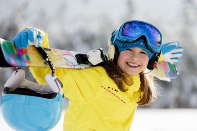 skiing, skier, winter sports - portrait of happy young skier