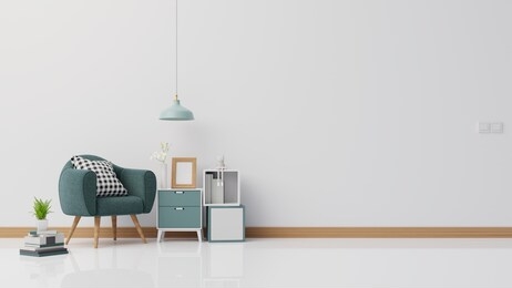 interior poster mock up living room with colorful white sofa . 3d rendering. 