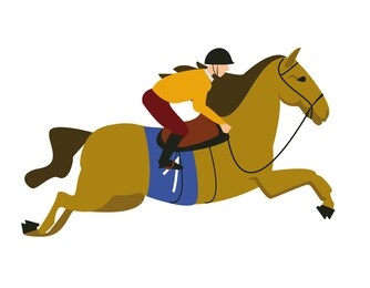 equestrian, derby sport flat hand drawn color illustration. stallion. equestrianism. racehorse hand drawn clipart. horse racing competition.professional jockeys, riders. hippodrome, isolated