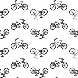 seamless pattern of sketches city bicycles for active strolls