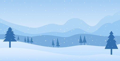 cold scene and mountain landscape in flat design for banner, template, background - vector illustration eps 10.