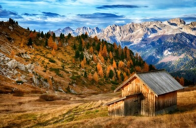 autumn landscape of italian dolomites