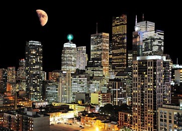toronto center. night city view. canada.
