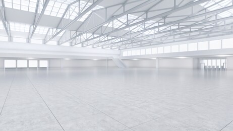 3d render of empty exhibition space. backdrop for exhibitions and events. tile floor. marketing mock up.